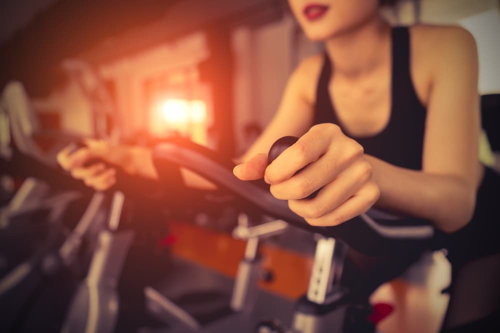 At the gym and working out